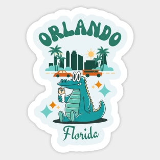 Orlando Florida - Cute Gator Burrito Retro Sticker